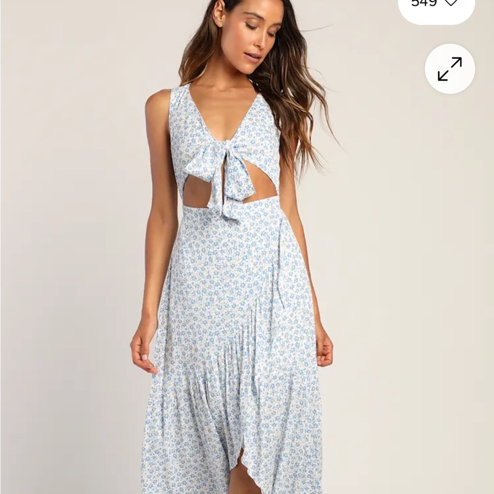 Lulu's Asymmetrical Blue Floral Dress